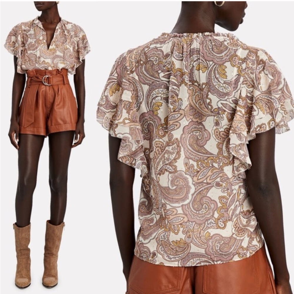 • Intermix • Women’s Chiffon Silk Paisley Blouse
Semi Sheet Brown / Cream XS